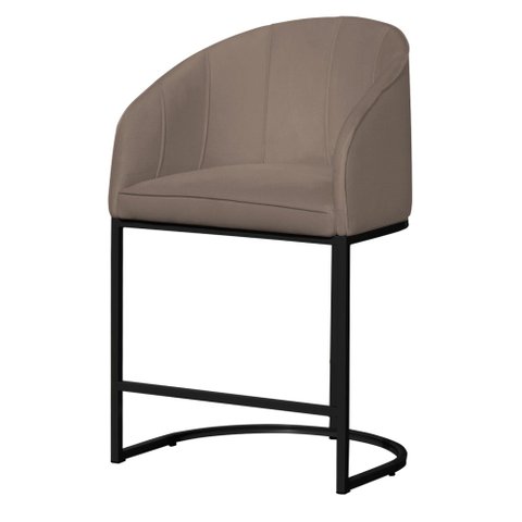 Poltrona Banqueta Decorativa Luxo Mia Suede Base Metal Preta - Estopar Poltrona Mia Suede Cappuccino
