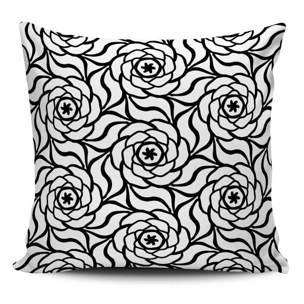 Almofada decorativa Rosas Geometricas Preto e Branco 45x45cm - 1