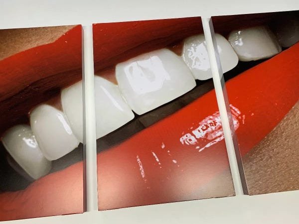 Kit Quadro Decorativo Para Consultório Dentista Sorriso Cor da armação:Água;Cor:Vermelho - 5