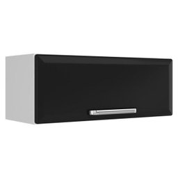 Armário Aéreo De Aço 1 Porta Luce Branco e Preto Itatiaia Móveis - 1