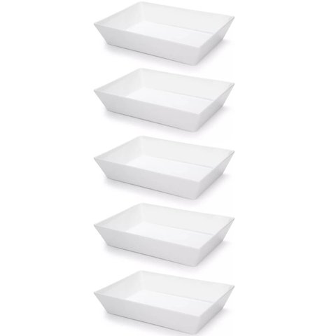 Kit 5 Travessas Retangulares 2,2l Brancas Salada Sobremesa Petisco Cozinha Restaurantes Coza