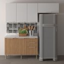 Ver imagem 1 de Cozinha Modulada com Armário Aéreo Balcão com Tampo Freijó Branco 4 Peças Cz3100