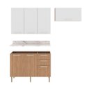 Ver imagem 4 de Cozinha Modulada com Armário Aéreo Balcão com Tampo Freijó Branco 4 Peças Cz3100
