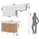 Ver imagem 6 de Cozinha Modulada com Armário Aéreo Balcão com Tampo Freijó Branco 4 Peças Cz3100