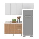 Ver imagem 2 de Cozinha Modulada com Armário Aéreo Balcão com Tampo Freijó Branco 4 Peças Cz3100