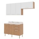 Ver imagem 3 de Cozinha Modulada com Armário Aéreo Balcão com Tampo Freijó Branco 4 Peças Cz3100