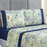Jogo de Cama Forest Floral Verde/Marinho King Micropercal 200 Fios 04 Peças - 1