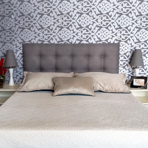 CABECEIRA ESTOFADA  DURASI 10 LINHO CINZA CASAL 140 X 60 cm RBL