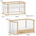 Ver imagem 3 de Conjunto Berço 2 em 1 Vira Mini Cama e Cômoda Softy Branco com Carvalho Malva