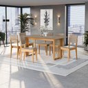 Ver imagem 1 de Conjunto Sala de Jantar Dora em Madeira Maciça 6 Cadeiras Linho Fendi