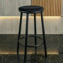Ver imagem 3 de Banqueta Alta Redonda Moderna Casa Bar Gourmet Suede Luna:preto