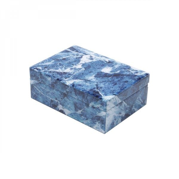 Porta Joias de Vidro Mármore 24,5cmx17,5cmx9cm Lyor - 1