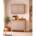 Ver imagem 1 de Kit Armário Aéreo e Balcão com Tampo 2 Portas 80 cm Valena Cinamon/Nude