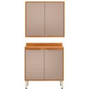 Ver imagem 6 de Kit Armário Aéreo e Balcão com Tampo 2 Portas 80 cm Valena Cinamon/Nude