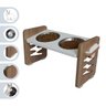 Comedouro Elevado Duplo Pet Mdf Cães e Gatos Zig Zag Regulagem Altura - Inox - 5