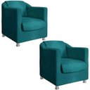 Ver imagem 1 de Kit 2 Poltronas Decorativas Luiza Animale Azul Turquesa