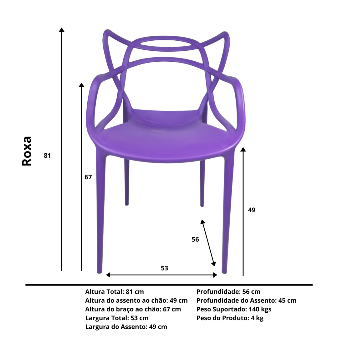 Cadeira Allegra Roxa - kit com 4 - 4