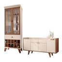 Ver imagem 1 de Conjunto Cristaleira Bar Adega e Buffet Aparador Balcão Albâni/Andorra Off White/Nature - Gran