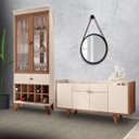 Ver imagem 5 de Conjunto Cristaleira Bar Adega e Buffet Aparador Balcão Albâni/Andorra Off White/Nature - Gran