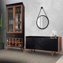 Ver imagem 6 de Conjunto Cristaleira Bar Adega e Buffet Aparador Balcão Albâni/Andorra Preto/Nature - Gran Belo