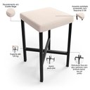 Ver imagem 4 de Kit 02 Banquetas Baixa Bar Cozinha Sala de Jantar Preto Stella L02 Suede Bege - Lyam Decor