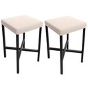 Ver imagem 1 de Kit 02 Banquetas Baixa Bar Cozinha Sala de Jantar Preto Stella L02 Suede Bege - Lyam Decor