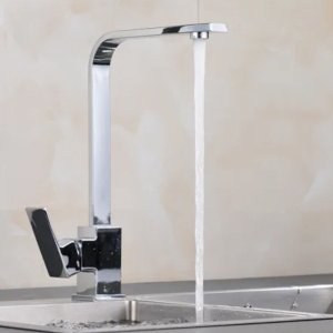 Torneira Bancada Monocomando C/ Misturador Água Quente e Fria Cromada P/ Banheiro Cozinha Quadrada