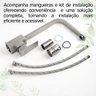Torneira Bancada Monocomando C/ Misturador Água Quente e Fria Cromada P/ Banheiro Cozinha Quadrada - 8