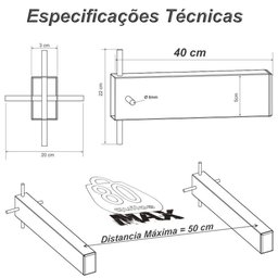 4 Suportes Pia Chumbar Bancada Mesa 40 Cm - Preto - 2