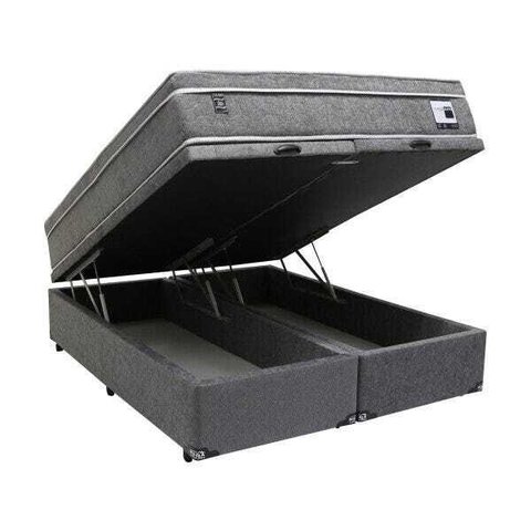 Cama Box Baú com Colchão King Size Mola Mega Sono Pocket Eurotop - 193x203