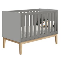 Quarto Infantil Classic 3 portas Cinza Fosco com Pés Madeira Natural - Reller Móveis - 3
