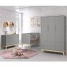 Quarto Infantil Classic 3 portas Cinza Fosco com Pés Madeira Natural - Reller Móveis - 2