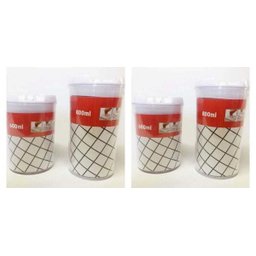 Pote Hermético Acrílico Redondo 800 ml e 600 m Kit 2 ou 4 - Kit com 04 Uns. - 1 Pote Hermético Acrílico Redondo 800 ml e 600 m Kit 2 ou 4 - Kit com 04 Uns. - 1