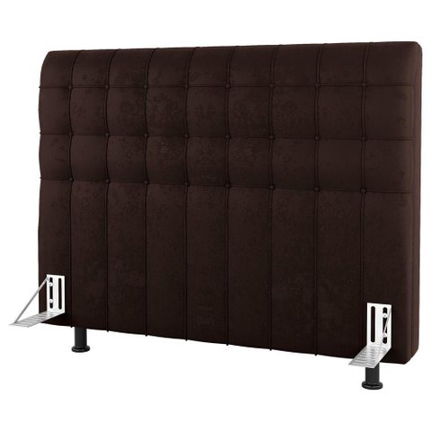 Cabeceira Cama Box Casal Queen Size Dahlia 160cm com Frame Sintético Marrom - Desk Design