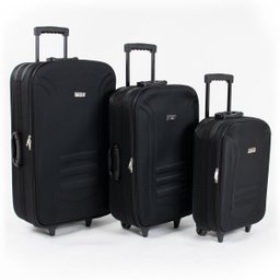 Conjunto Malas de Viagem Lucerna, 3 Peças, 2 Rodas Duplas, Alça Superior e Lateral - Preta - 1