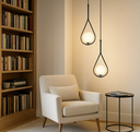 Ver imagem 6 de Luminária Pendente Lustre Aro Gota Preto Bola Globo Esfera Opaco Leitoso Moderno Luxo Inl117