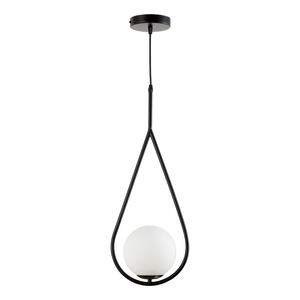 Luminária Pendente Lustre Aro Gota Preto Bola Globo Esfera Opaco Leitoso Moderno Luxo Inl117