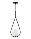 Ver imagem 1 de Luminária Pendente Lustre Aro Gota Preto Bola Globo Esfera Opaco Leitoso Moderno Luxo Inl117