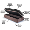 Ver imagem 5 de Cama Box Solteiro com Baú 88x188 com Colchão Gransleep Ecoflex Molas Verticoil Suede