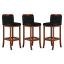 Ver imagem 1 de Kit 3 Banquetas Alta Encosto Estofado 38x102 cm Turim Madeira Maciça Castanho Suede Preto CCS