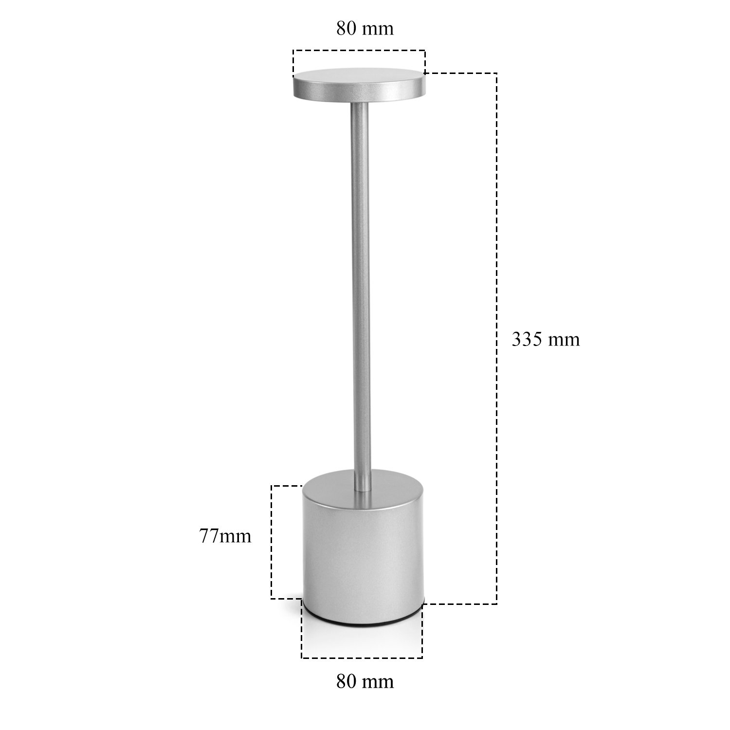 Luminária de Mesa Touch Candeeiro Led sem Fio Recarregável Prata - 7