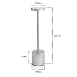 Luminária de Mesa Touch Candeeiro Led sem Fio Recarregável Prata - 7
