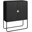 Ver imagem 2 de Aparador Buffet para Sala de Jantar Industrial Orgânico 90cm Alek A03 Nero Preto - Lyam Decor