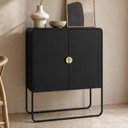 Ver imagem 4 de Aparador Buffet para Sala de Jantar Industrial Orgânico 90cm Alek A03 Nero Preto - Lyam Decor