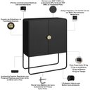 Ver imagem 5 de Aparador Buffet para Sala de Jantar Industrial Orgânico 90cm Alek A03 Nero Preto - Lyam Decor