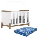 Ver imagem 1 de Berço Americano Mini Cama Ternura Branco/jequitibá com Colchão Baby Physical - Móveis Henn