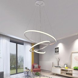 Lustre Pendente Luminaria Arco 3 em 1 Aneis Ajustaveis Argola Decoraçao Sala Quarto Casa Iluminaç - 4