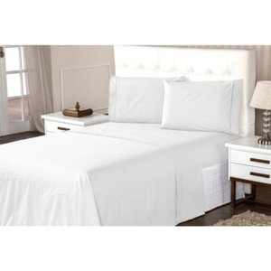 Jogo de Cama Queen Ponto Palito 3 Peças Branco Casa Dona