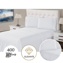 Jogo de Cama Queen Ponto Palito 3 Peças Branco Casa Dona - 2
