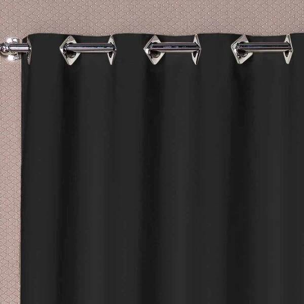Cortina Solaris Blackout de Tecido 4M x 2,50M com Ilhós Cromado - Preto - 2